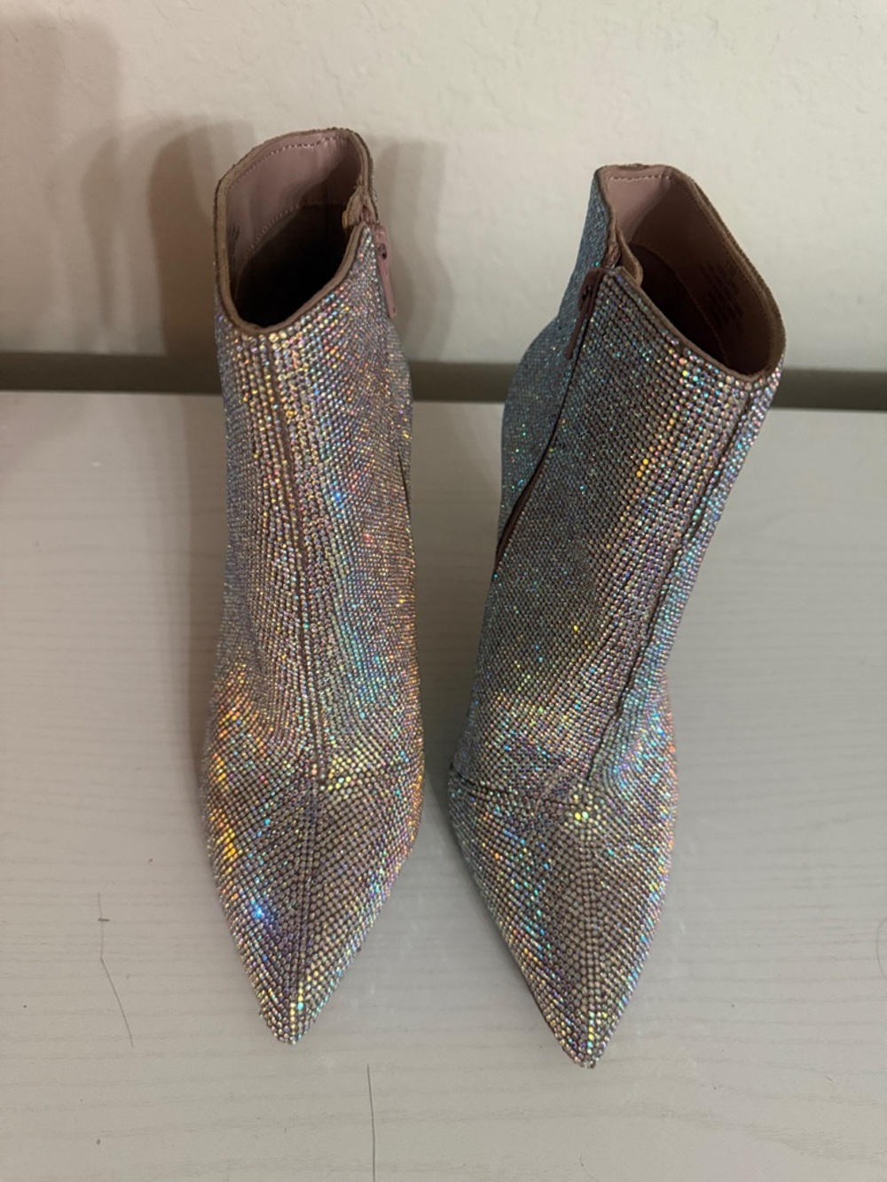 Gianni Bini Iridescent Crystal Pointed Ankle Boots